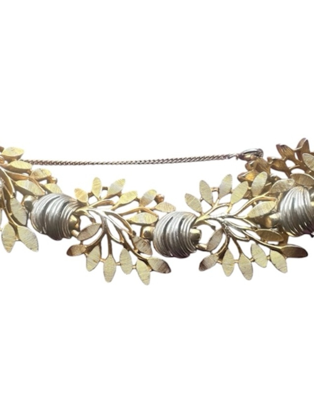 Vintage Crown Trifari Goldtone and Silvertone bracelet with original hangtag